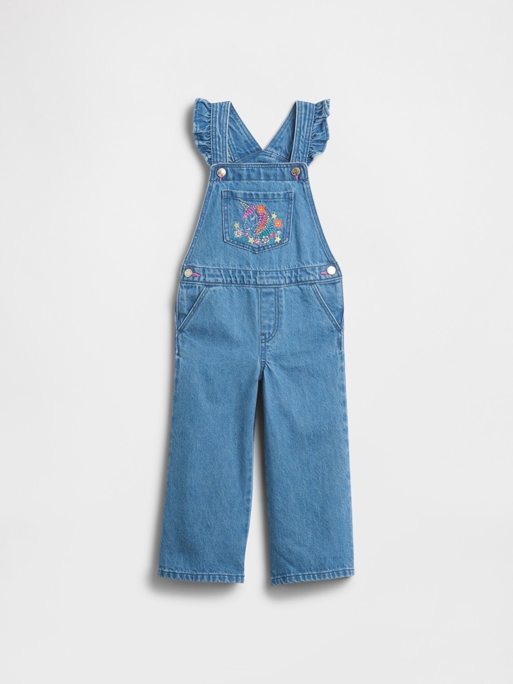 babyGap Embroidered Unicorn Denim Overalls 12-18M